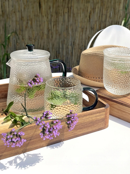 Żaroodporny szklany ZESTAW JACK zaparzacz + 2 szklanki ZIELONY