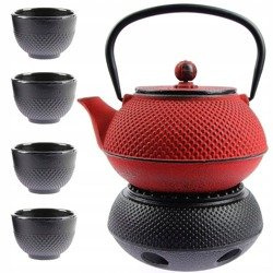 CZAJNIK 0,8L ŻELIWNY 4x CZARKI ŻELIWNE DO HERBATY