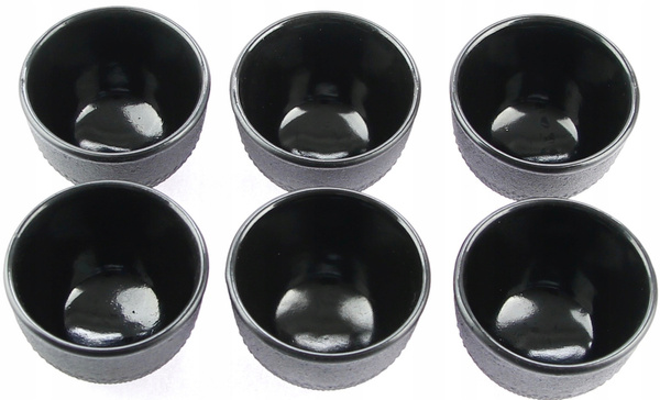 FILIŻANKI CZARKI ŻELIWNE ZESTAW DLA 6 OSOB DO HERBATY I ZIÓŁ 100 ml CZARNE