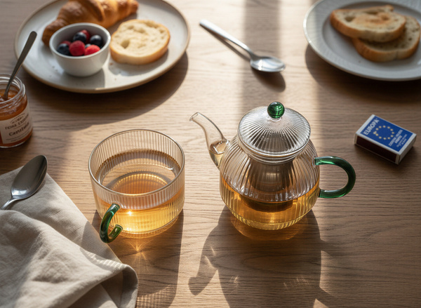 CZAJNIK DZBANEK Z ZAPARZACZEM 0,5L Z FILIŻANA 250ml ZESTAW DO HERBATY SZKŁO