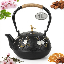 CZAJNIK ŻELIWNY IMBRYK CZARNY 1L + ZAPARZACZ STALOWY DO HERBATY I ZIÓŁ