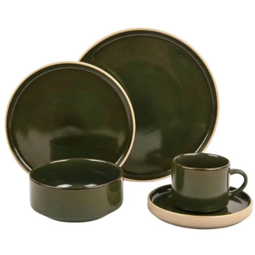 SERWIS OBIADOWYO KAWOWY 30 EL. DLA 6 OSÓB FILIŻANKI DO KAWY GREEN CERAMIKA