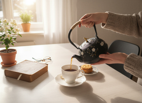 CZAJNIK ŻELIWNY IMBRYK CZARNY 1L + ZAPARZACZ STALOWY DO HERBATY I ZIÓŁ