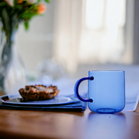 SZKLANKA SZKLANA KUBEK DO KAWY I HERBATY 310 ml. 8,7 cm BŁĘKIT