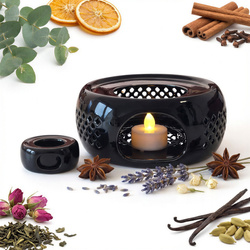 PODGRZEWACZ CERAMICZNY DO DZBNAKA CZAJNIKA NA ŚWIECZKĘ TEA LIGHT CZARNY