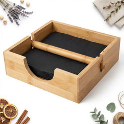 SERWETNIK POJEMNIK NA SERWETKI CHUSTECZNIK STOJAK PUDEŁKO BAMBUSOWE 18,5 cm