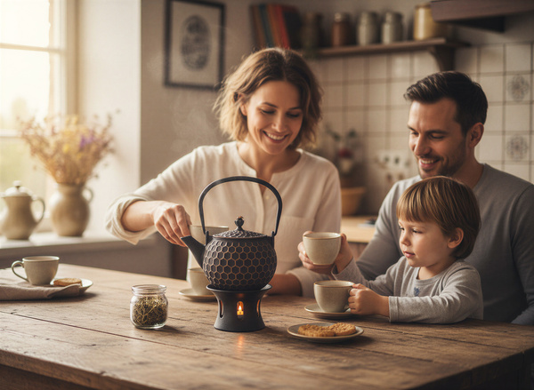 CZAJNIK ŻELIWNY IMBRYK PSZCZOŁKA 1,2 L ZAPARZACZ DO HERBATY + PODGRZEWACZ
