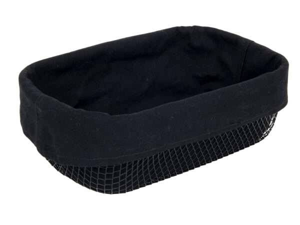 KOSZYK METALOWY CZARNY NA CHLEB PIECZYWO + WKŁAD Z TKANINY 28x18x9,5 cm