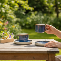 FILIŻANKI ZESTAW KAWOWY ZE SPODKAMI DO KAWY HERBATY 200 ml GRANAT Ø 8,5 CM