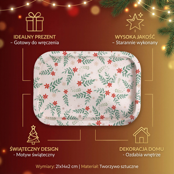 TACA KUCHENNA DEKORACJA STOŁU PROSTOKĄTNA DO SERWOWANIA NOSZENIA 21x14x2