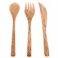 12 el SZTUĆCE DREWNIANE KOKOS WIDELEC NÓŻ ŁYŻKA