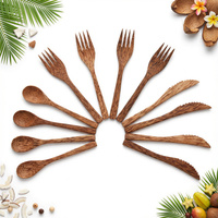 12 el SZTUĆCE DREWNIANE KOKOS WIDELEC NÓŻ ŁYŻKA
