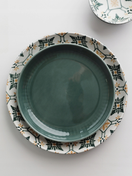 Ceramiczny TALERZ deserowy 21cm linia MOSAIQUE OLIVE bez wzoru