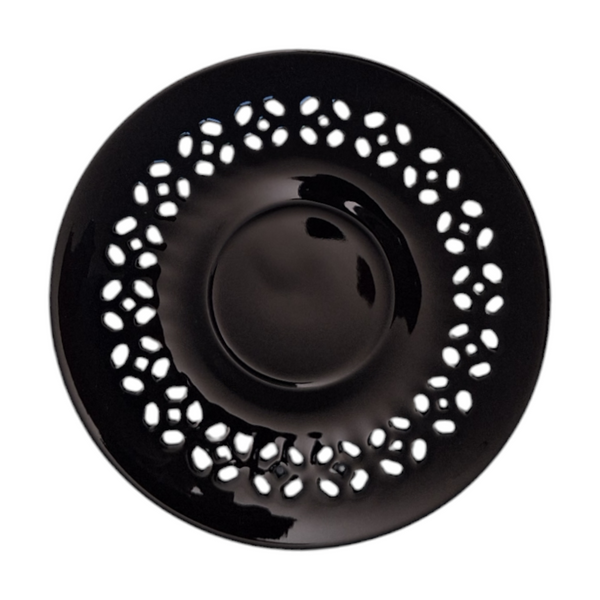 FILIŻANKA CERAMICZNA CZARNA 260ml ZE SPODKIEM AŻUROWYM DO KAWY HERBATY