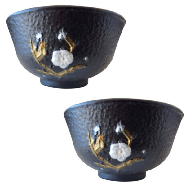 CZARKI ŻELIWNE 2 FILIŻANKI ZESTAW ŻELIWNY DO HERBATY 10 0ml EMALIOWANE