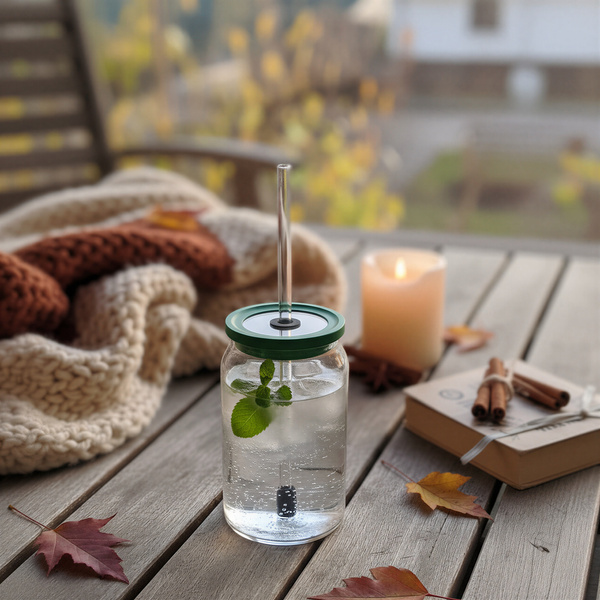 KUBEK BIDON 0,5L EKO BUTELKA PRZEZROCZYSTY Z POKRYWKĄ I SŁOMKĄ DO NAPOJÓW