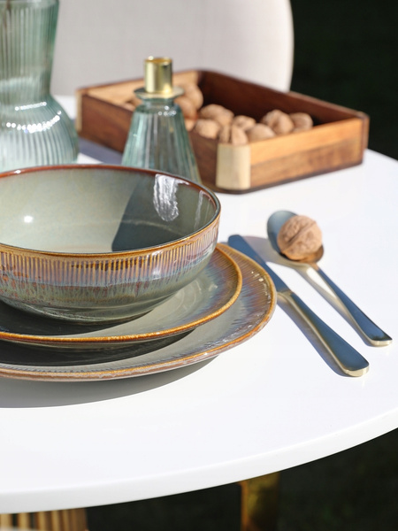 SERWIS OBIADOWY zestaw talerzy ceramicznych 18 el. STORM BROWN na 6 osób