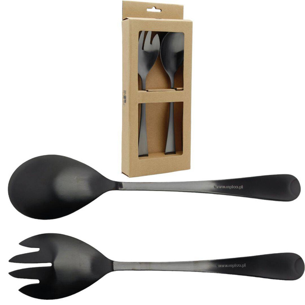 ŁYŻKI DŁUGIE SZTUĆCE DO SAŁAT SAŁATEK WIDELEC ŁYŻKA ZESTAW 2SZT CZARNE