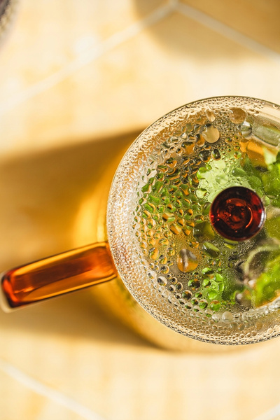 Żaroodporny szklany ZESTAW JACK zaparzacz + 2 szklanki BURSZTYN