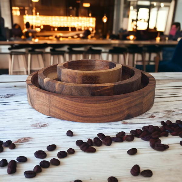 TALERZ PATERA Z DRRZEWA AKACJI DO SERWOWANIA PODAWANIA DAŃ TACA 16 x 3 cm