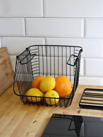 KOSZYK METALOWY PIĘTROWY CZARNY NA WARZYWA OWOCE