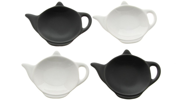 PODSTAWKA SPODEK NA TOREBKĘ HERBATY 4x PORCELANOWY