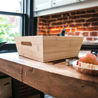 TACA BAMBUSOWA SKRZYNKA KWADRATOWA ORGANIZER Z DREWNA PUDEŁKO 20x20x7,5 cm