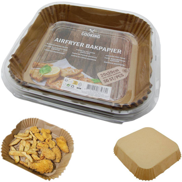 WKŁADKI DO PIECZENIA W FRYTKOWNICY BEZTŁUSZCZOWEJ PAPIEROWE FOREMKI 50 SZT