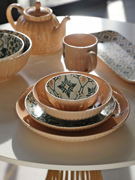 Ceramiczny TALERZ głęboki DO ZUPY 18cm linia MOSAIQUE OLIVE bez wzoru