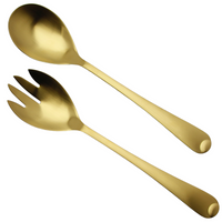 ŁYŻKI DŁUGIE SZTUĆCE DO SAŁAT SAŁATEK WIDELEC ŁYŻKA ZESTAW 2SZT ZŁOTE