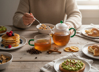 CZAJNIK DZBANEK Z ZAPARZACZEM 0,5L Z FILIŻANA 250ml ZESTAW DO HERBATY SZKŁO