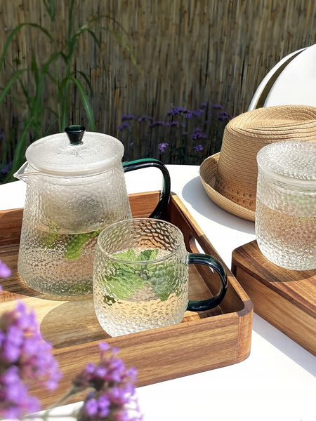 Żaroodporny szklany ZESTAW JACK zaparzacz + 2 szklanki ZIELONY