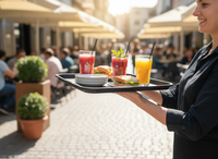 TACA KELNERSKA KUCHENNA CZARNA PROSTOKĄTNA ANTYPOŚLIZGOWA 41.5×30.5×2 cm