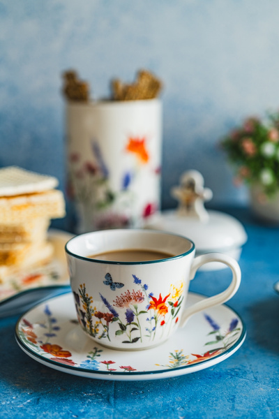 Filiżanka ze spodkiem PAN KWIATEK ceramiczna 250ml