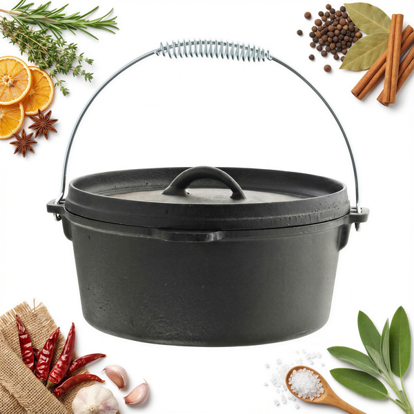 KOCIOŁEK GARNEK ŹELIWNY GAR MYŚLIWSKI Z POKRYWKĄ