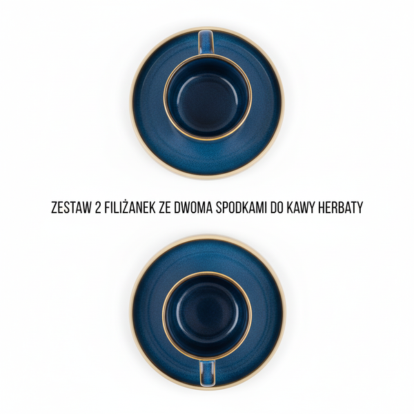 FILIŻANKI ZESTAW KAWOWY ZE SPODKAMI DO KAWY HERBATY 200 ml GRANAT Ø 8,5 CM