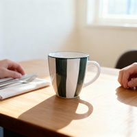 KUBEK 350ML DO ŚWIĄTECZNY CERAMIKA ZIELONO-BIAŁY, ZMYWARKA