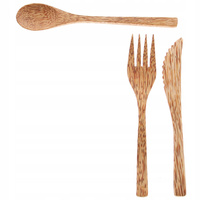 12 el SZTUĆCE DREWNIANE KOKOS WIDELEC NÓŻ ŁYŻKA