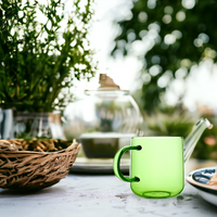 SZKLANKA SZKLANA KUBEK DO KAWY I HERBATY 310 ml. 8,7 cm ZIELONA