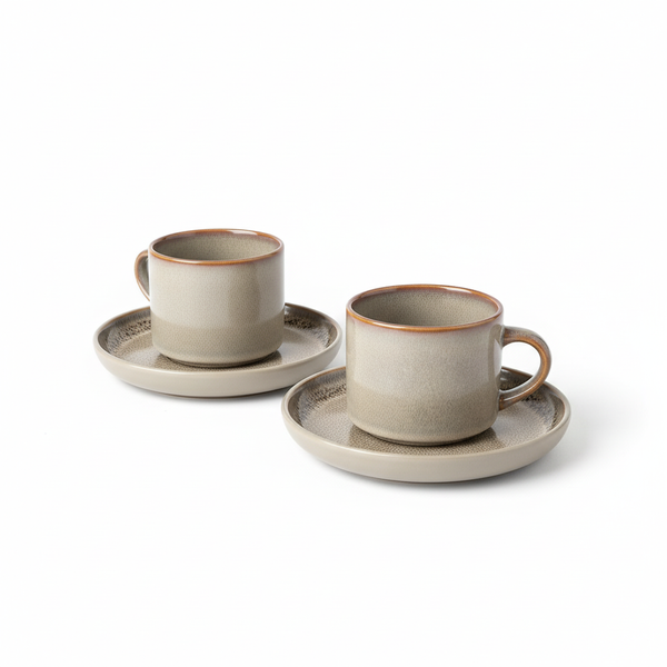 FILIŻANKI ZESTAW KAWOWY ZE SPODKAMI DO KAWY HERBATY 200 ML BEŻOWY Ø 8,5 CM
