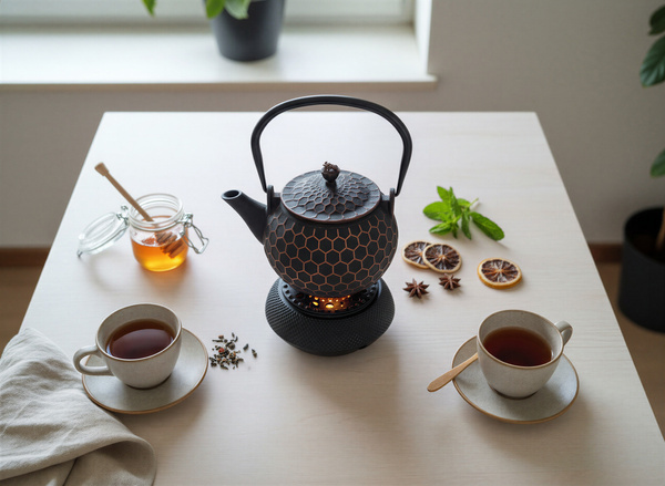 CZAJNIK ŻELIWNY IMBRYK 1,2L ZAPARZACZ DO HERBATY I ZIÓŁ PODGZREWACZ ŻELIWNY