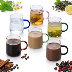 ŻAROODPORNE KUBKI z kolorowymi uszami SZKLANKI 300 ml zestaw 6 sztuk