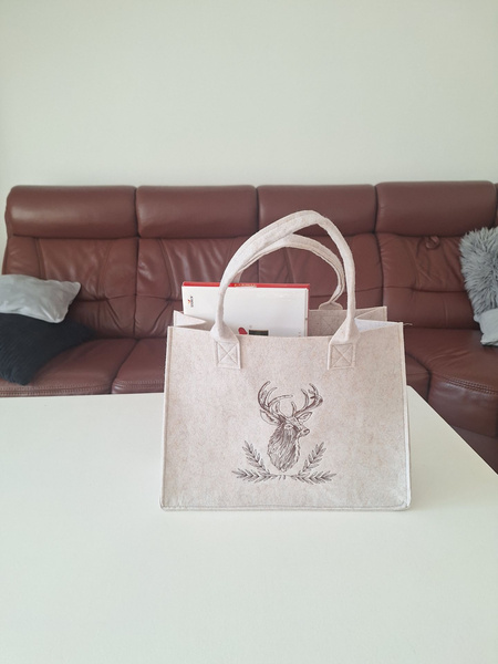 TORBA FILCOWA 40X30X15 CM BEŻOWA NA PREZENT DO ZAKUPÓW GIFT BAG