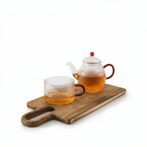 CZAJNIK DZBANEK Z ZAPARZACZEM 0,5L Z FILIŻANA 250ml ZESTAW DO HERBATY SZKŁO