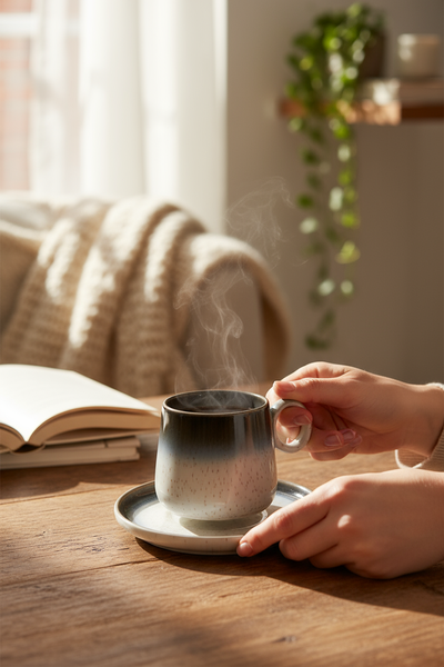 FILIŻANKA CERAMIKA 250 ML Z TALERZYKIEM LUNA LINE