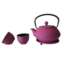 CZAJNIK IMBRYK ŻELIWNY 0,8L ZAPARZACZ SITKO DO HERBATY +2 CZARKI +PODKŁADKA