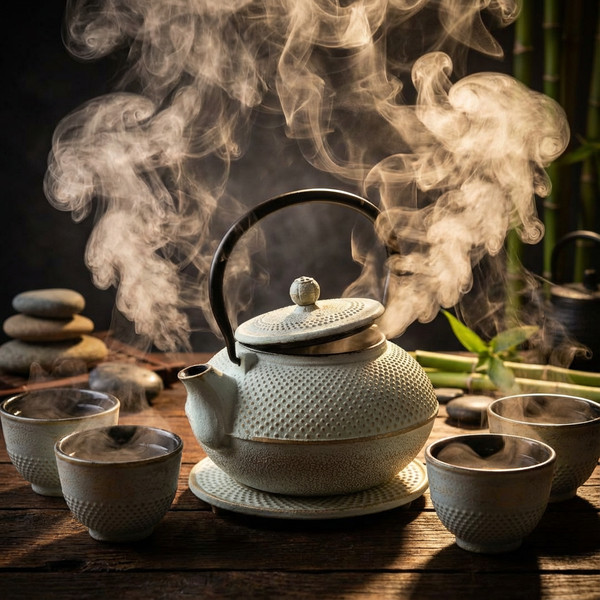 CZAJNIK IMBRYK ŻELIWNY 1,5L ZESTAW 5 SZT. MIĘTOWY Ø 18 CM DO HERBATY