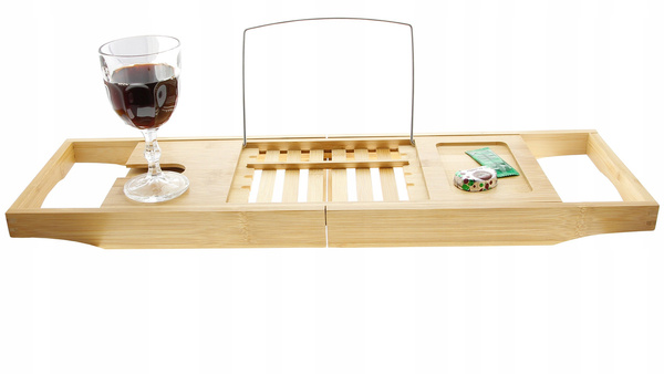 BAMBUSOWA PÓŁKA NA WANNĘ REGULOWANNA NAKŁADKA