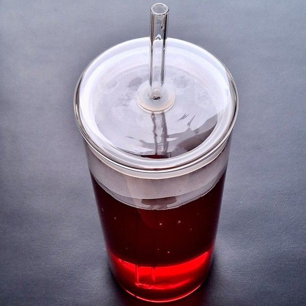 KUBEK BUTELKA SZKLANA BIDON ZE SŁOMKĄ 600ml SZKLANKA