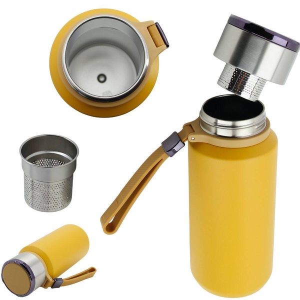 TERMOS KUBEK TERMICZNY PODRÓŻNY STALOWY 650 ml DO KAWY HERBATY WODY +SITKO